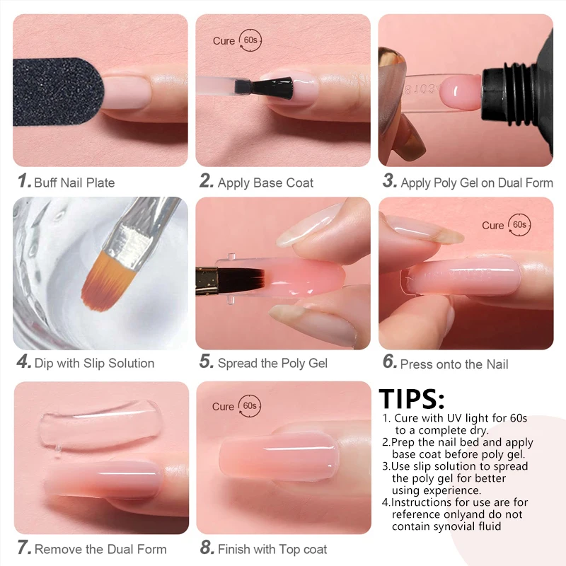 مجموعة أدوات تمديد جل البوليستر، بما في ذلك 30 مل من السوائل الأنظف، ومعطف قاعدة 7.5 مل معطف علوي، 100 قطعة قالب أظافر، وفرشاة أظافر