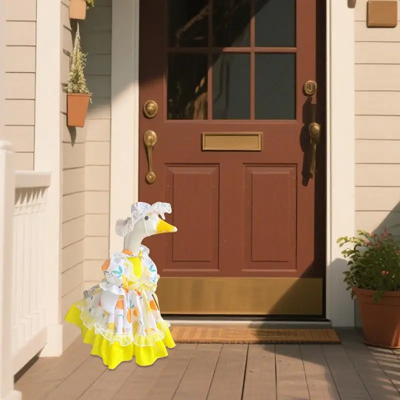 

Geese Costume Colorful Yellow Dress Geese Outfit Weatherproof Terrace Art Reusable Yard Outdoor Decoration For Holiday Display