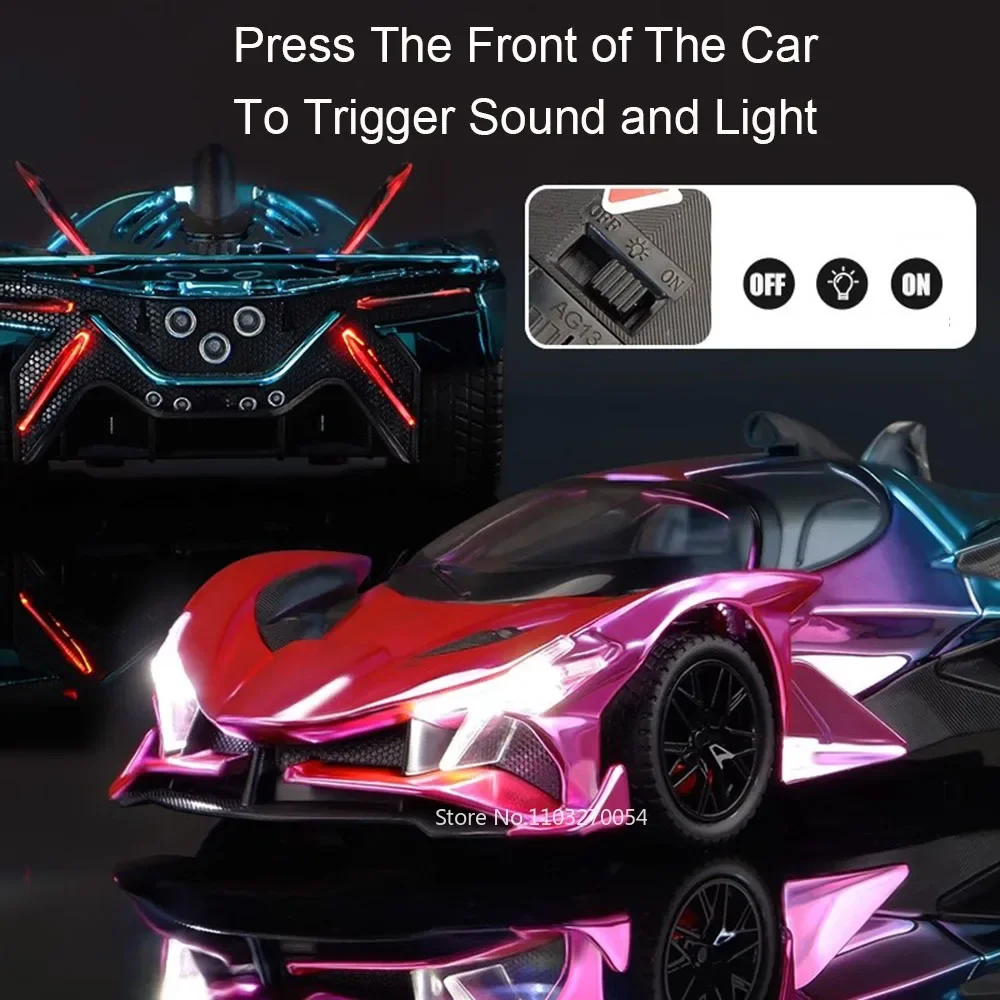 1:24 Apollo EVO IE Alloy Model Diecast Toys Car Ornament Sound Light Pull Back Doors Opened Miniature Vehice Kids Friend's Gifts