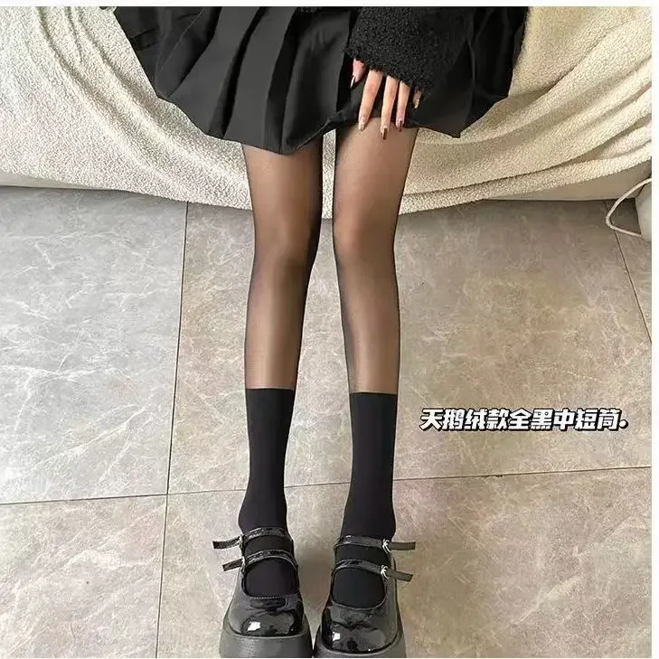 セクシーな女性タイツストッキングパッチワーク薄手の黒腿の高ストッキングノベルティ衣装ロリータ少女膝ストライプストッキング