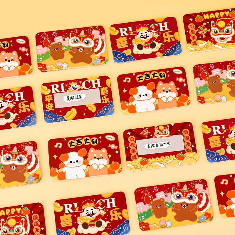 2Set New Year Wish Scratch Cards Children Spring Festival Handwritten Scratch-Off New Year Eve Game Homemade Scratch Card