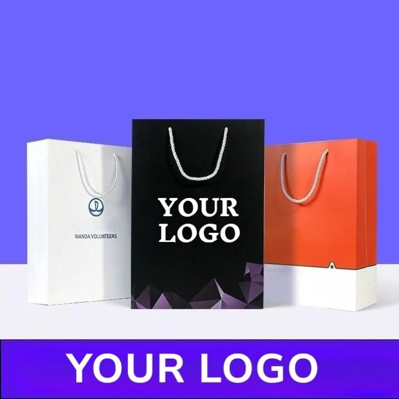 

10 Pcs 36x26cm Customized White Card Paper Tote Bag Shopping Tote Bag Handbag Promotional Tote Bag