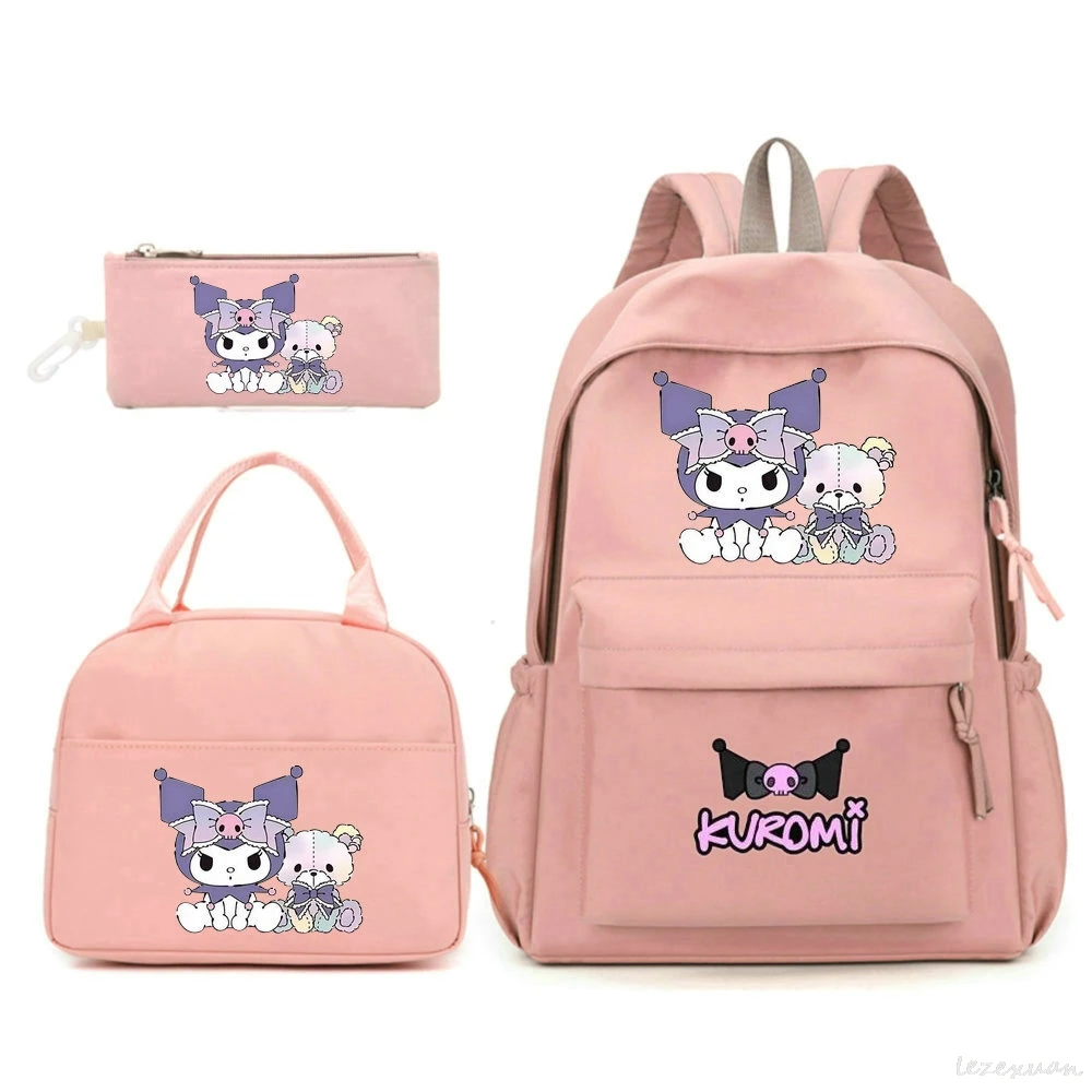 hello kitty 3Pcs/set kuromi Backpack for Girl Boy Student Teenager Children Rucksack Kids Birthday Gift Women Casual School Bag