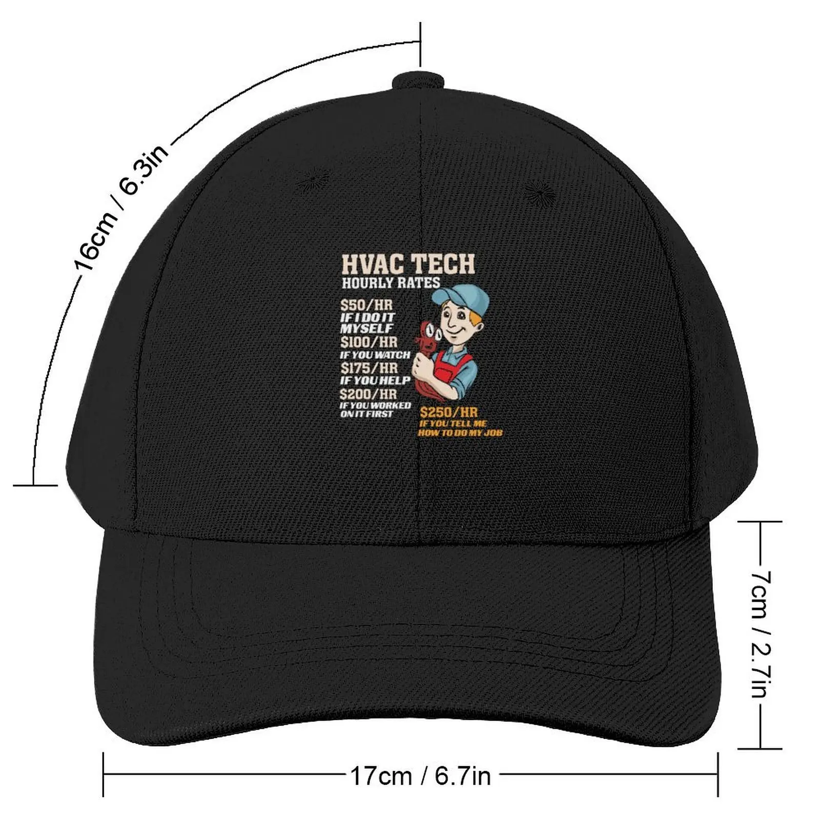 Cool HVAC Hourly Rate List for HVAC Specialist Baseball Cap Cosplay Hat Beach Fishing cap Female Men's