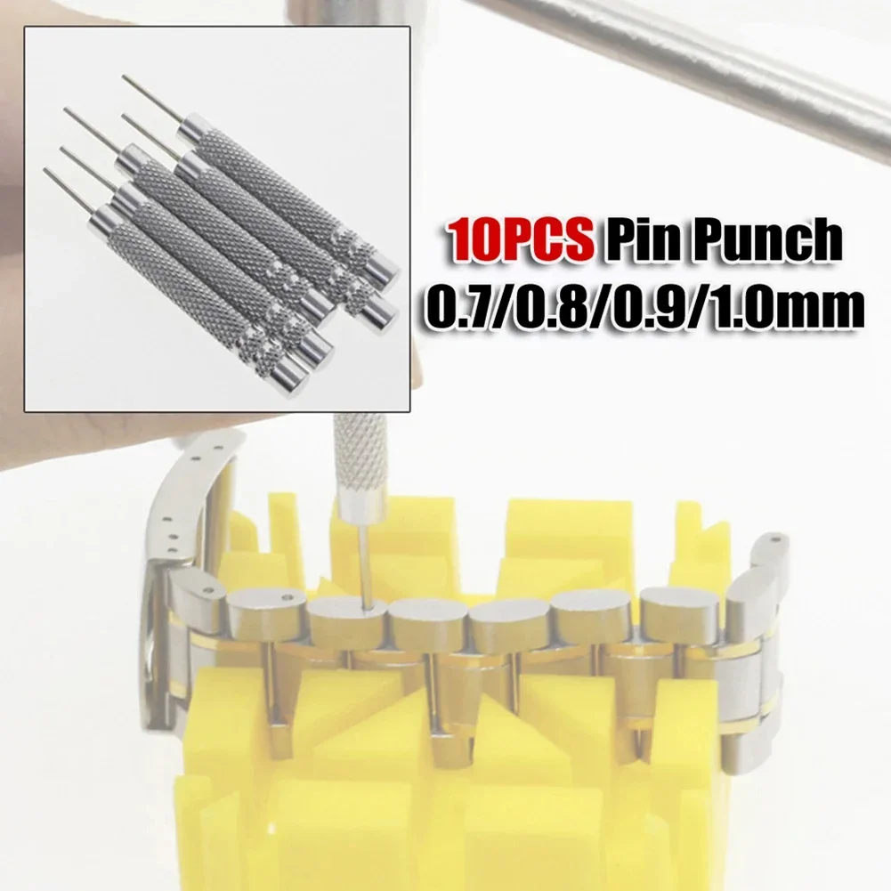 Imagem -04 - Assista Repair Tool Pin Punch Peças de Relojoeiro Jóias Making Tool Band Strap Pulseira Pin Link Remover 0.71.0 mm 10 Pcs