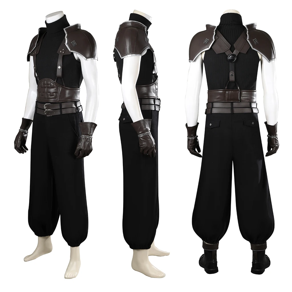 Zack Fair Cosplay Costume FF7 Game Uniforms Zack Fair New Full Set with Shoes Men's Halloween Carnival Party Outfit Custom Made