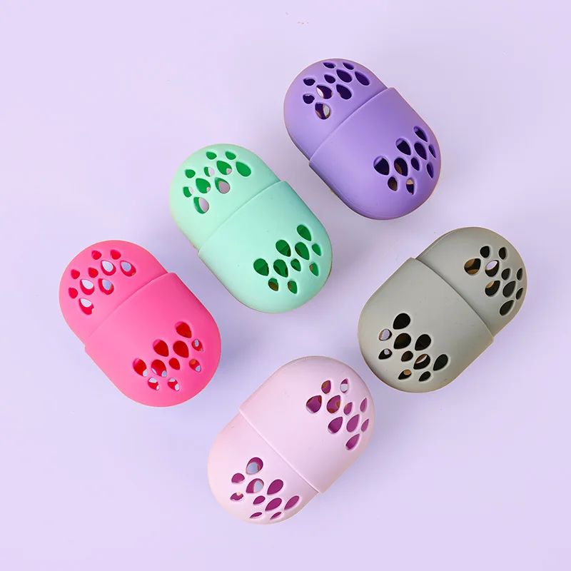 فارغة ماكياج الإسفنج حامل صديقة للبيئة سيليكون الجمال البيض المنظم تنفس تجفيف حقيبة للتخزين صندوق حامل نفخة التجميل