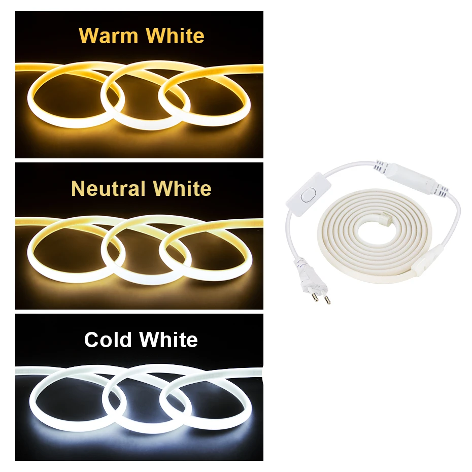 

1M-50M 220V COB LED Strip Light with Switch AU EU Power Plug 288LEDs/M IP65 Waterproof Bright Flexible Tape LED Home Lighting