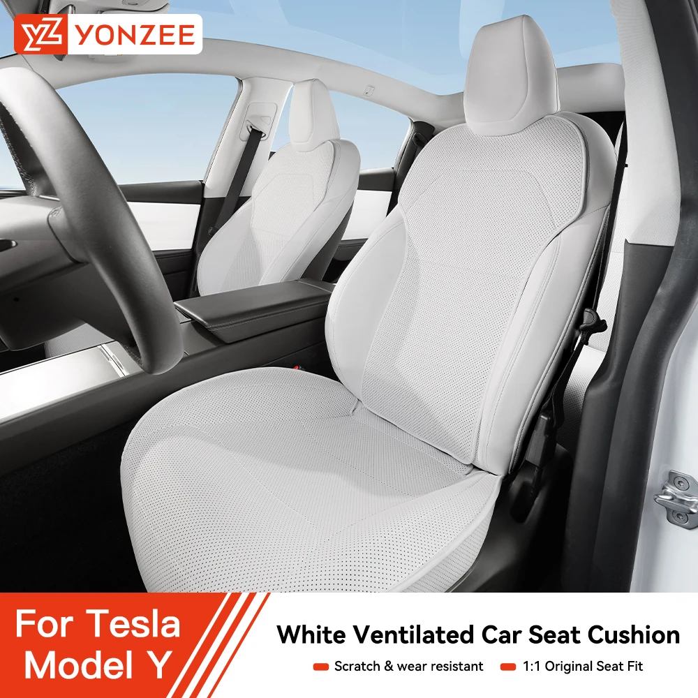 YZ For Tesla Model Y YL Juniper 2025+ PU Leather Seat Cushion Full Set Ventilated Breathable Split Front & Rear Seats All Season