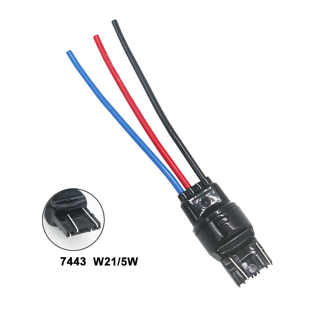 YSY 100pcs T20 7440 7443 Male Adapter Wiring Harness W21W W21/5W light Socket holder Headlight Connector Plug Adapter Bulb Base