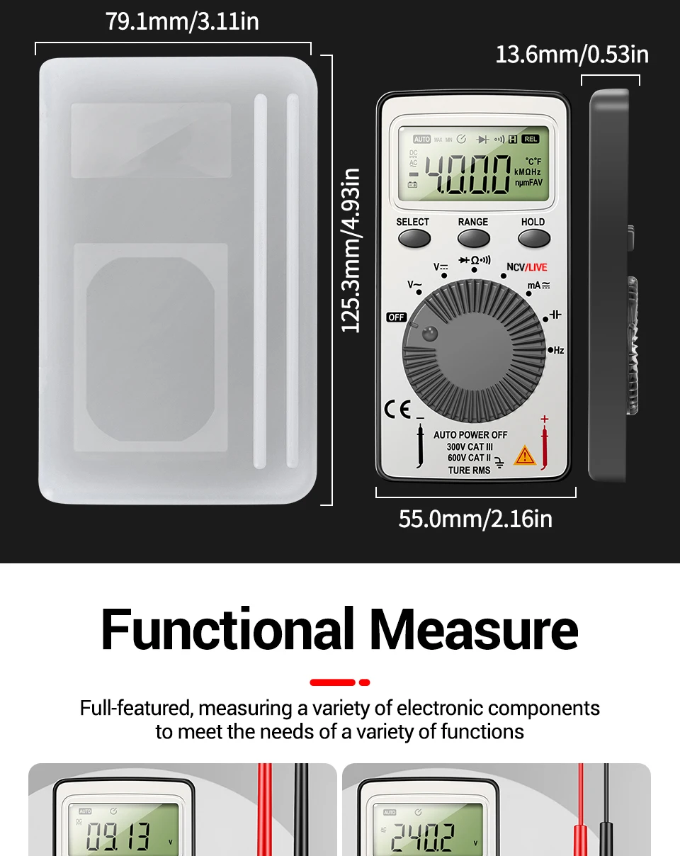 ANENG AN101 Mini-Digitalmultimeter aus ABS-Material, 4000 Zähler, NCV-Detektor, Datenhaltefunktion, automatische Abschaltung für elektronische Wartungsarbeiten – Detail 9