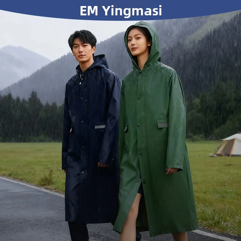 

Длинный дождевик с капюшоном для мужчин, для езды на мотоцикле и пеших прогулок, ветрозащитный и водонепроницаемый, из полиэстера.