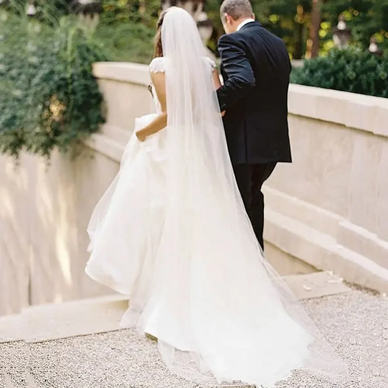 Tulle Sheer White Ivory Wedding Bridal Veils Cathedral for Bride 11059-2 Vive Les Mariés Bride Veil Long