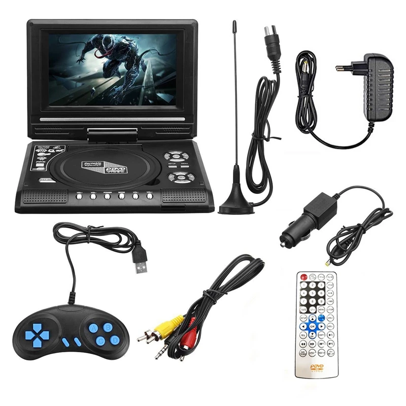 

Portable 7.8 Inch TV Home Car DVD Player HD VCD CD MP3 HD EVD Player With TV/FM/USB/Game Function-EU Plug