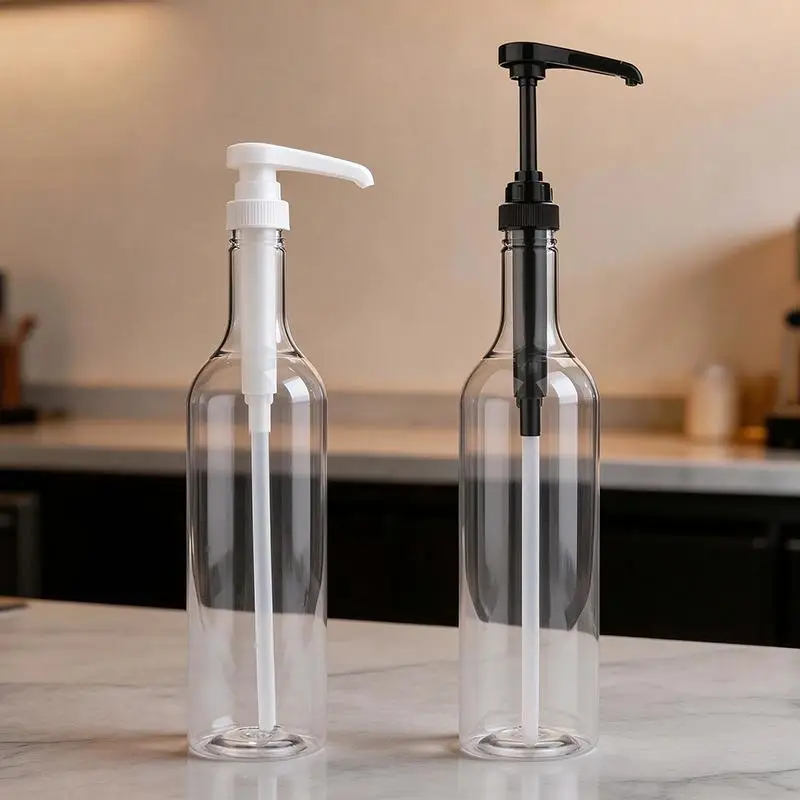 1Pcs Squeeze Milk Bottle Honey Jar Container 750ml Transparent Coffee Syrup Bee Drip Storage Dispenser Pump Bottle
