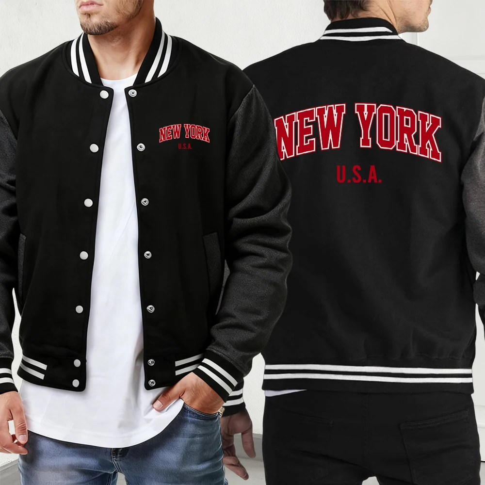 

No Days Off Prints Men'S Menswear Classic Loose Jackets Street Fashion Coat Pocket Comfy Baseball Jersey Casual Sport Streetwear