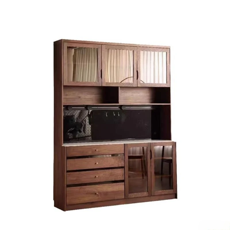 North American black walnut dining side cabinet restaurant wine cabinet integrated modern simple cherry wood solid wood bowl