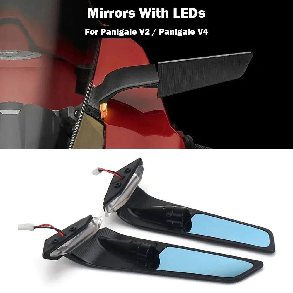 New Motorcycle For Ducati Panigale V2 2020-2023 PANIGALE V4 2019-2022 Rearview Mirrors with LED Rotating Adjustable Wing Mirrors