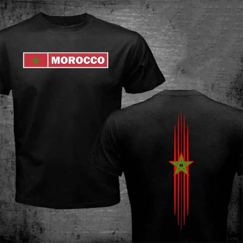 2024 Summer Morocco Flag T Shirts Woman Man Tops Tee Cotton Short Sleeve Male Men Moroccan Logo T-shirt Trendy Fashion Tee Shirt