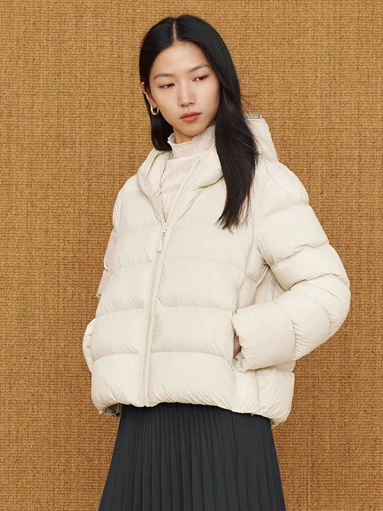 Winter 95% White Duck Down Warm Parker Outwears Women Puff Fluffy Hooded Down Jacket Female Thicken Double Zipper Quilted Jacket