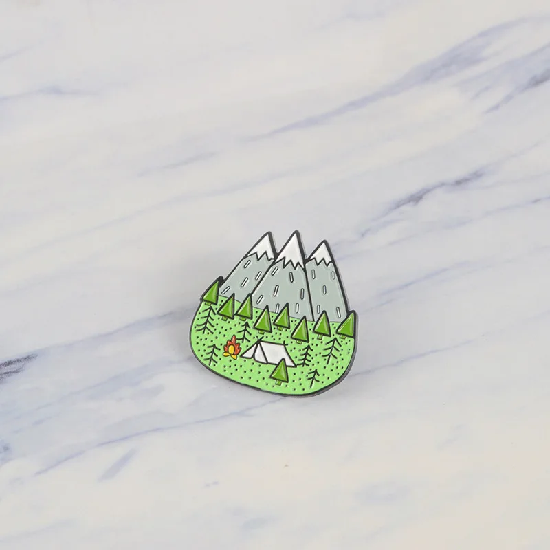 Snow Mountain Enamel Pins Starry Night Moon Stars Badge Brooch Lapel Pin Denim Jeans Shirt Bag Nature Jewelry Gift for Kid