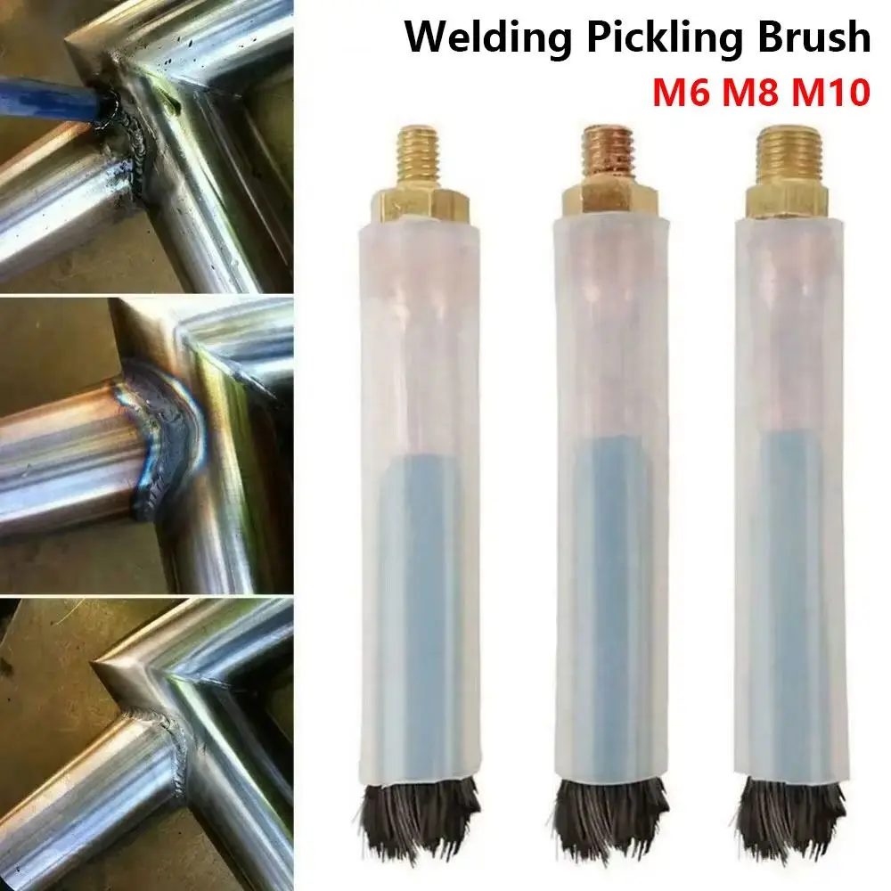 1Pcs M6 M8 M10 Weld Seam Pickling Brush Carbon Fiber Copper Head TIG Weld Cleaning Tool Heat Resistant Cover Acid Resistant