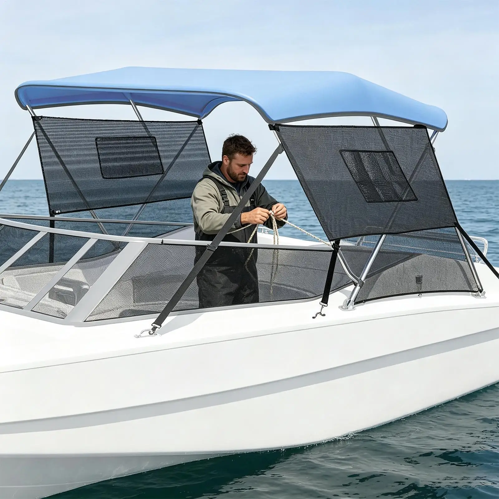 Universal UV Protection Detachable Boat Sun Shade Breathable Extension Cover for Fishing Boating Vacation Holiday Travel Outdoor