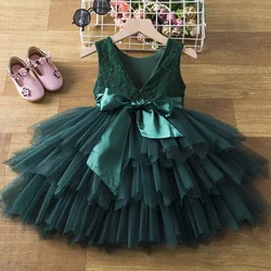 2-6 Yrs Lace Summer Dresses for Baby Girls Cute New Kids Princess Party Ball Gown Children Birthday Wedding Evening Prom Dress