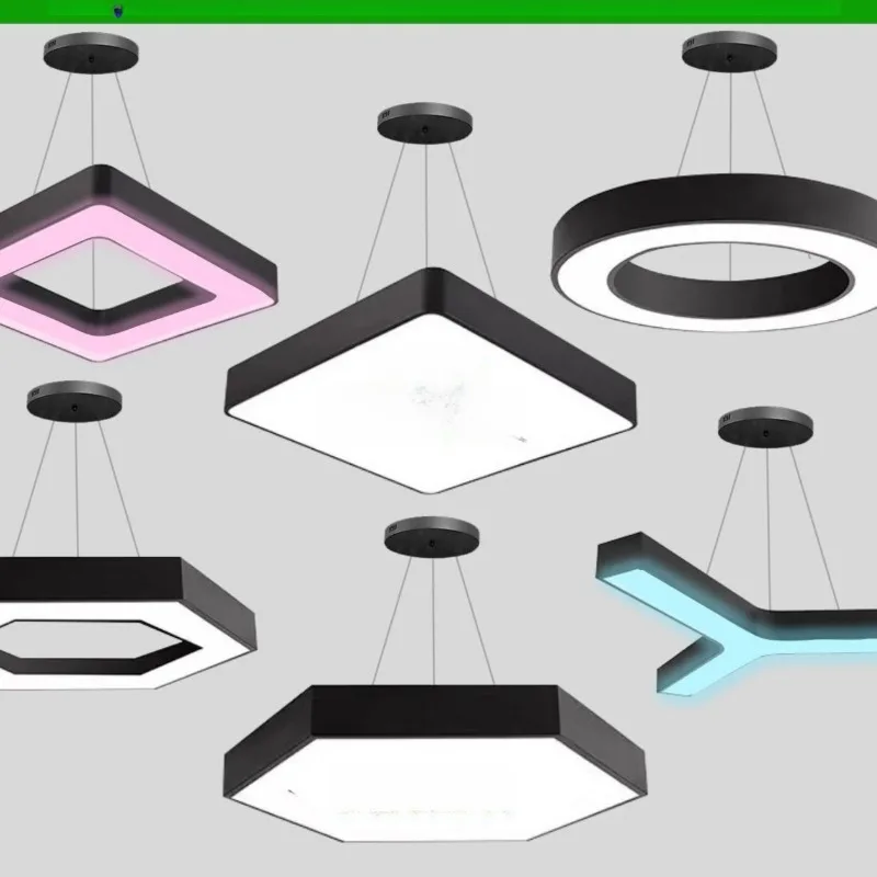 

LED modeling light creative hexagonal round y-shaped office supermarket gym industrial wind special-shaped chandelier