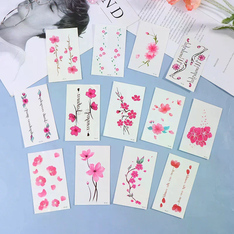 30pcs Cherry Blossom Series Sexy Tattoo Stickers Small Fresh Tattoo Stickers Dream Flowers Simulation Temporary Tattoo Stickers