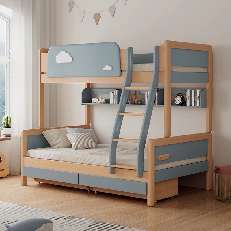 all solid wood upper and lower beds, boys double decker beds, beech wood mother beds, girls upper and lowe