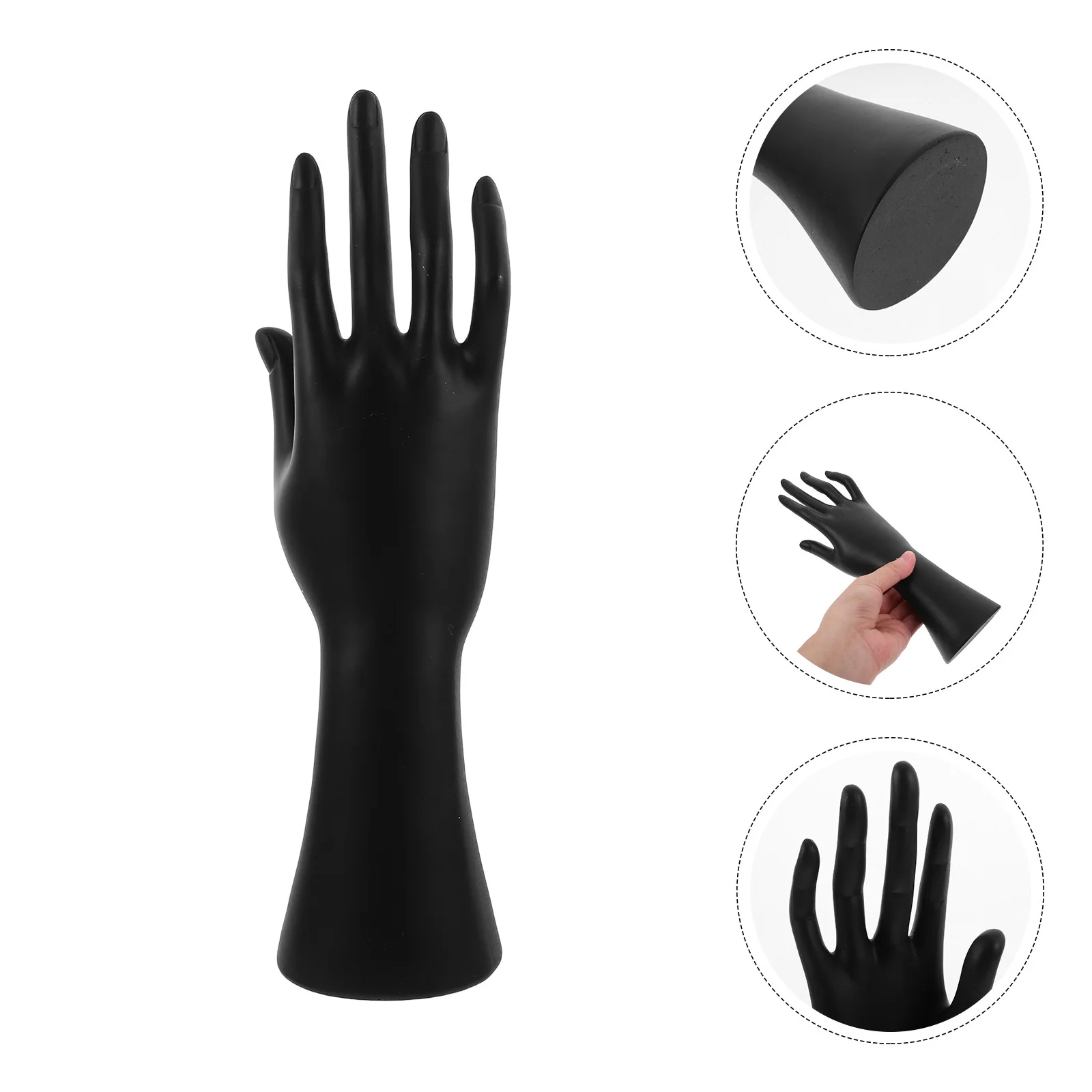 

Black Female Hand Jewelry Display Organizer Stand Finger Glove Ring Bracelet Bangle Holder Compact Countertop Showcase