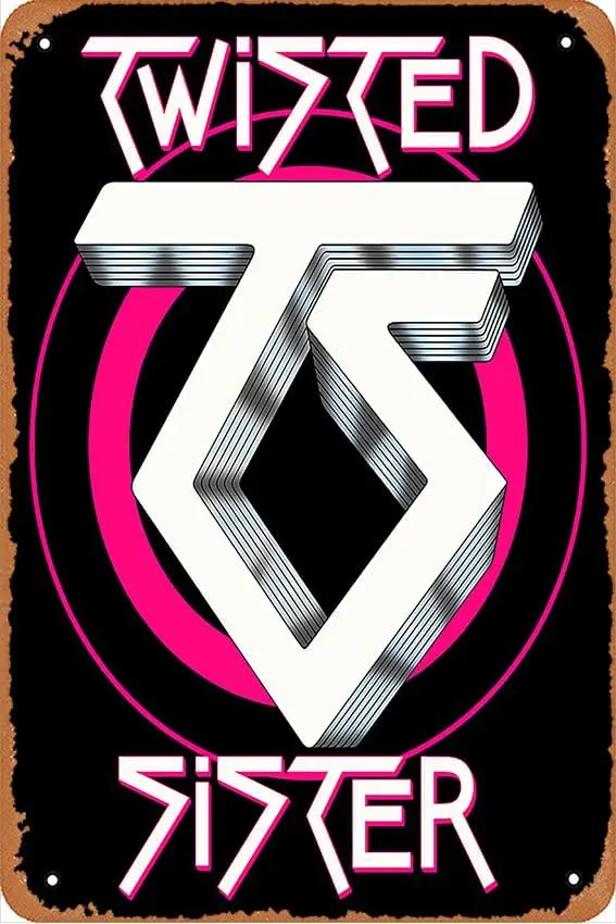 Twisted sister Wall Poster Metal Vintage Band Tin Signs Retro 12 x 8 inches Garage Plaque Decorative Living Room Garden Bed sign