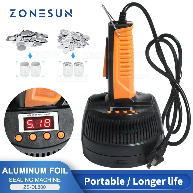 

ZONESUN Handheld Induction Sealer Portable Electromagnetic Bottle Heat Sealing Machine Aluminum Foil Lid Plastic Vial ZS-DL800