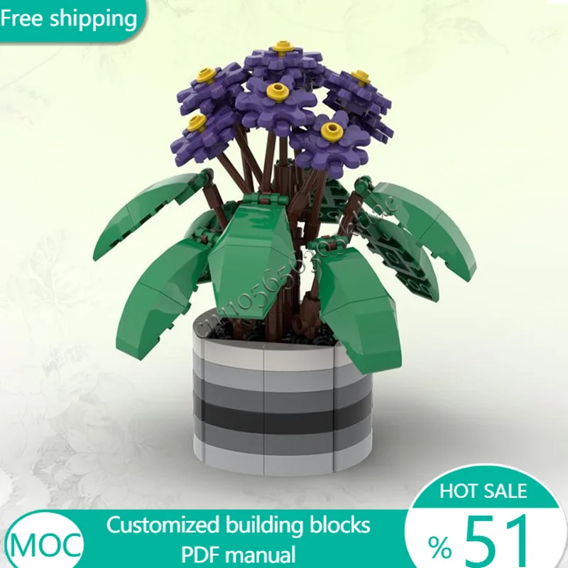 264 PCS Flowers African Violet BT004 MOC Customize Modular Building Block Creative Design Educational DIY Boy Festival Toy Gift