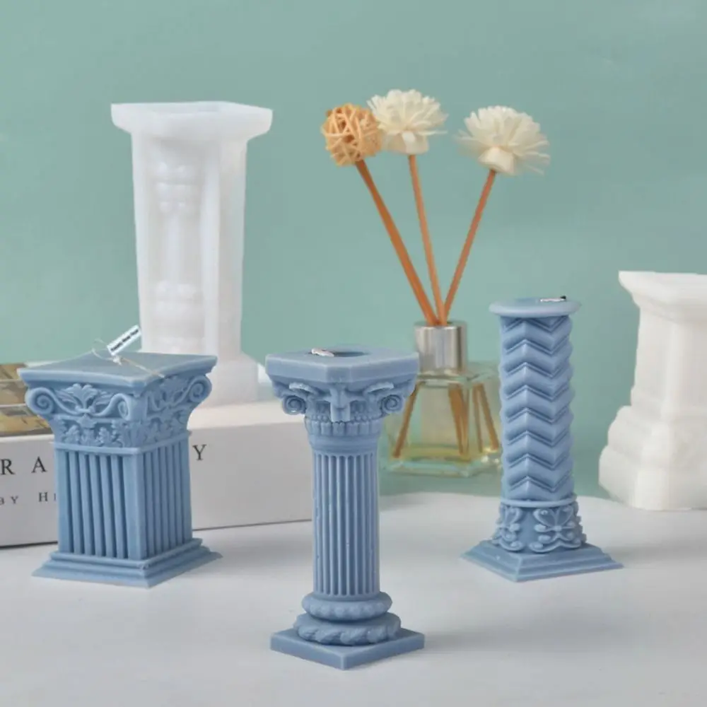 3D Roman Column Candle Mold DIY Silicone Cake Resin Molds 3D Art Wax Candle Making Mould Silicone Handmade Soap Molds