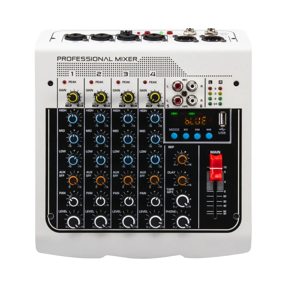 

MIX400 multifunctional 6-way mixing console DJ mixer sound card console with USB MP3 Bluetooth, suitable for home karaoke