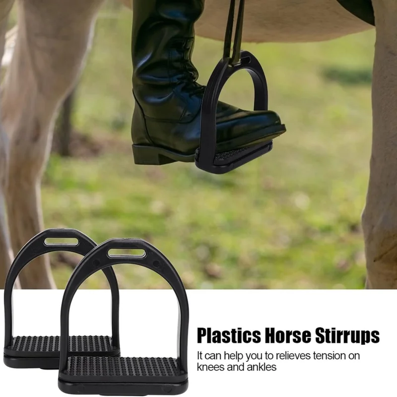 2 PCS High Strength Stirrups Engineering Plastics Stirrups with Non Slip Rubber Pad Anti-Skid Horse Riding Accessories