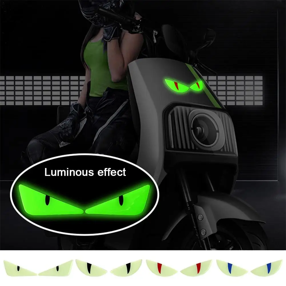 3D Noctilucent  Devil's Eye Stickers For Motorcycles Glowing In Dark Devil's Eyes Decal Improve Night Visibility