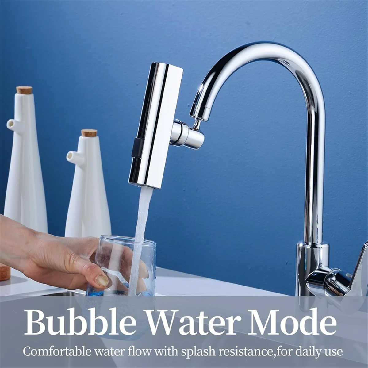 B53CC Kitchen Faucets with Pull Down Waterfall Kitchen Sink Faucet 3 Mode Splash-Proof Nozzle Sink Multi-Function