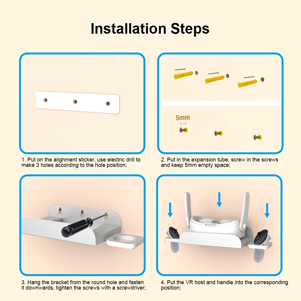 VR جدار جبل الصلب VR حامل تخزين هوك سماعة ووحدات التحكم حامل حامل ل Meta Quest 3S لملحقات Meta Quest 3