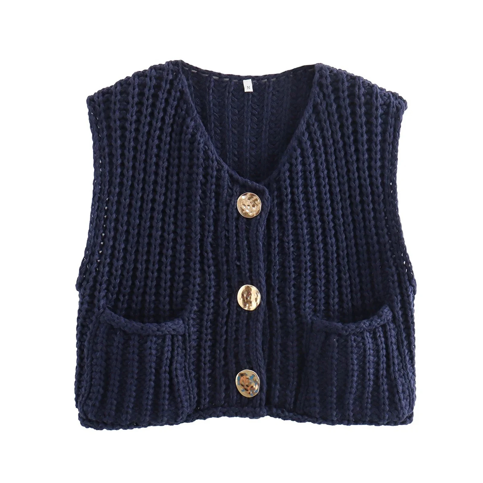 Elegant Fashion y2k Clothes Knitted Sweater Vest Women Casual Solid Sleeveless V Neck Button Sweater Autumn Winter Cardigan Vest