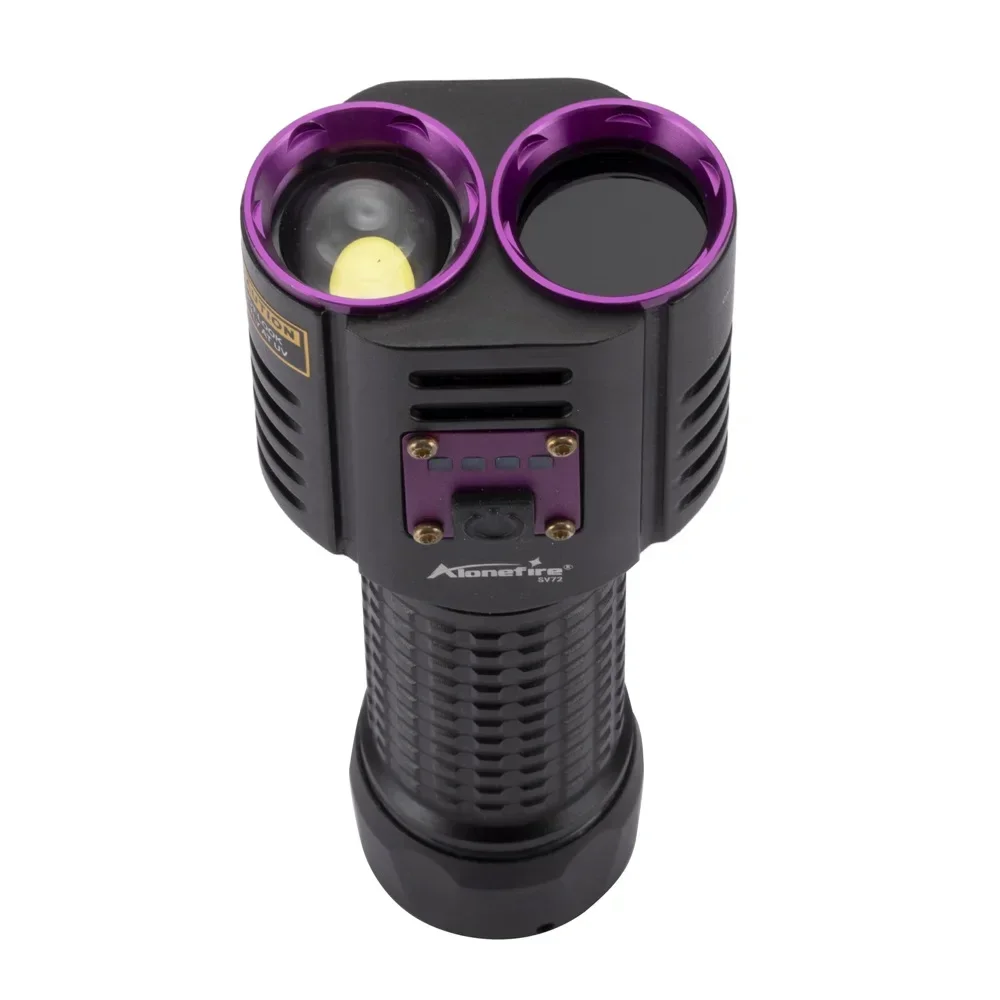 Alonefire SV72 Rechargeable UV Flashlight 365 Ultraviolet Torch Fluorescent Oil Pollution Detection 2 in 1 White Light+Purple