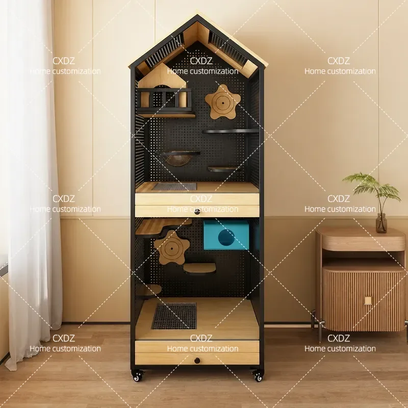 Metal Pet Cabinet Cage Chinchilla Hamster Squirrel Sugar Glider Villa Hole Plate Air Conditioning Cabinet Home