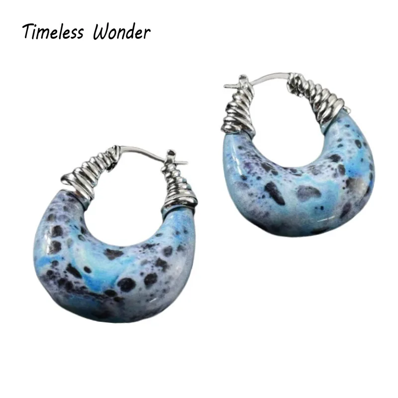 

Timeless Wonder Fancy Geo Resin Hoop Earrings for Women Designer Jewelry Punk Goth Trendy Classy Top Simple Look 6344