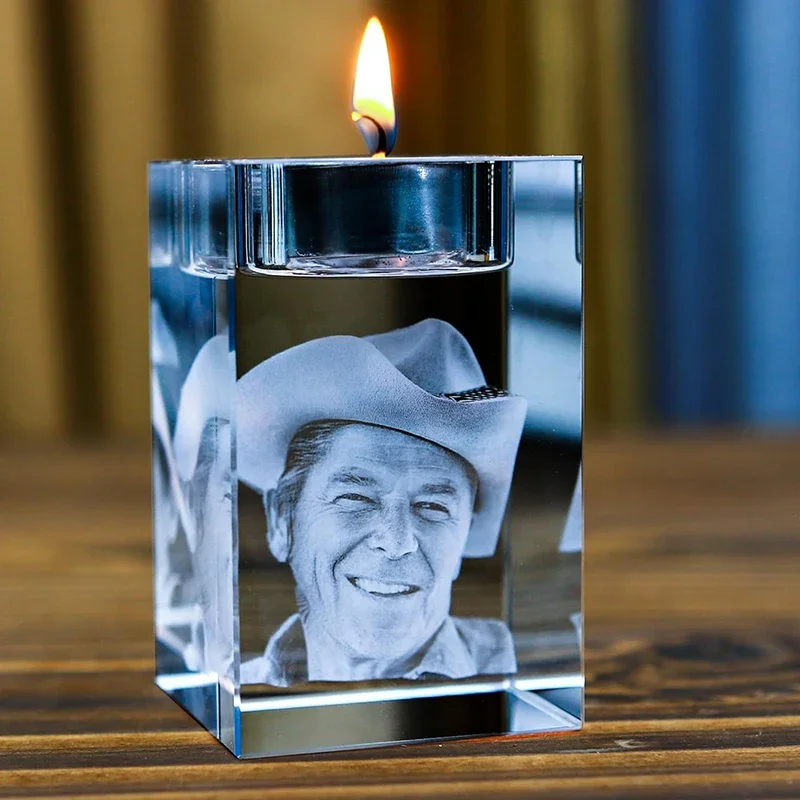 Customized DIY Crystal Candle Holder Crystal Photo Personalized Candleholder Memorial Gifts For Mother, Mom, Dad, Pets,