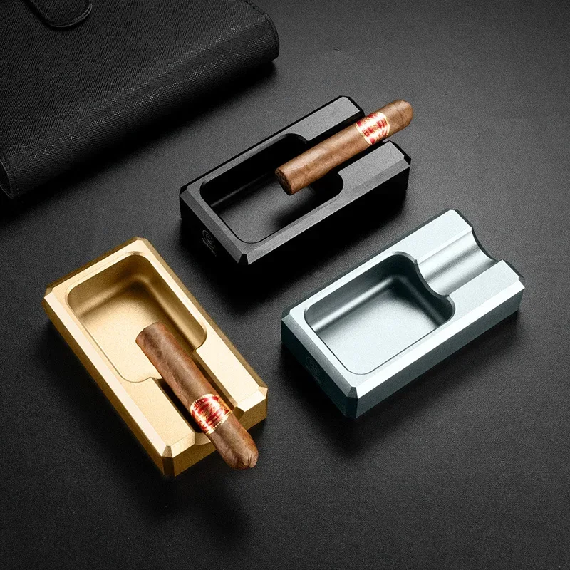 Portable Matte Metal Ashtray Cigar Ashtray Large-Caliber Cuba Cigar Holder Home Tobacco Cigarette Smoking Accessories