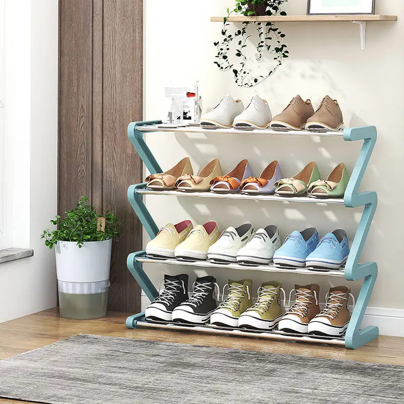 Shoe Shelf  Z-Shaped Shoe Rack Door Assembly Multi-Layer Dustproof Shoe Cabinet  Shoe Rack Organizer Cabinet Metal Shelf