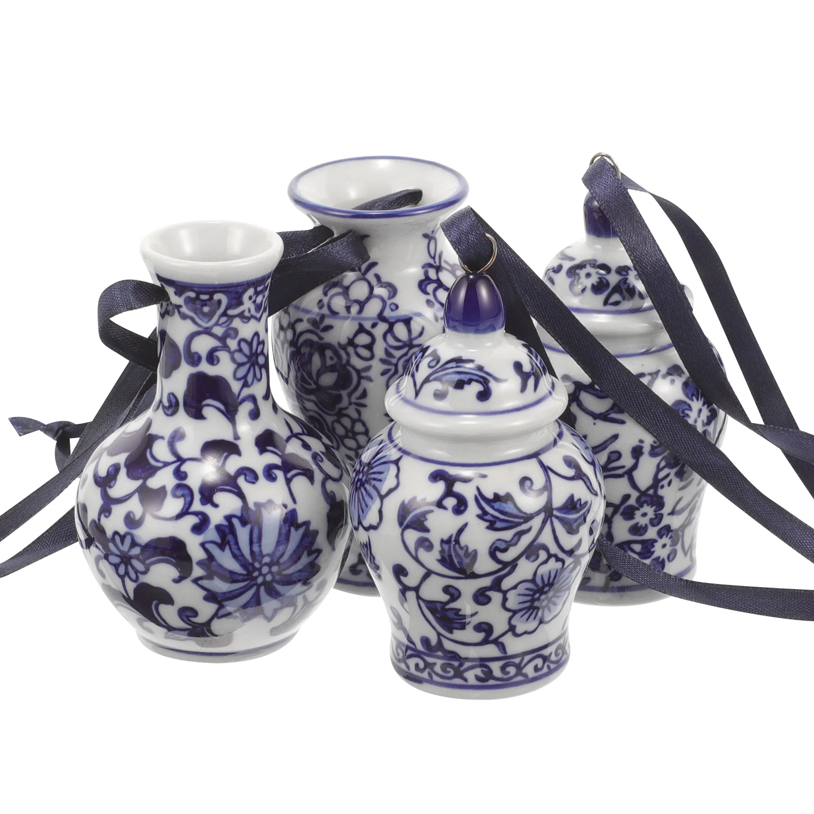 

4 Pcs Party Hanging Pendant Blue Ornaments Craft Ceramic Decorative Festive Crafts Pendants Jars