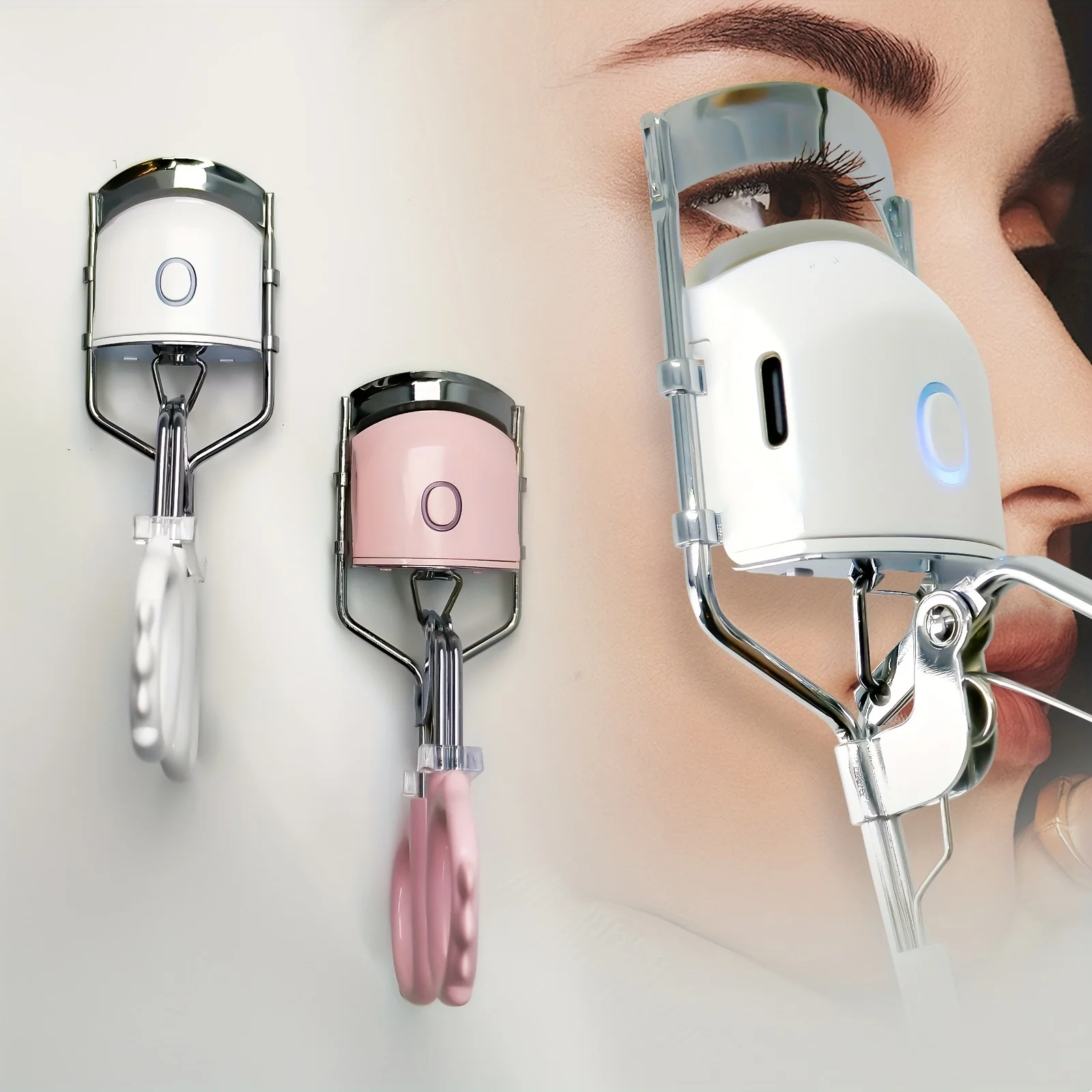

1pc Heated Eyelash Curler - Stylish Metal Handle, Dual-Speed Control, Safe Constant Temperature, Damage-Free, Long-Lasting Natu